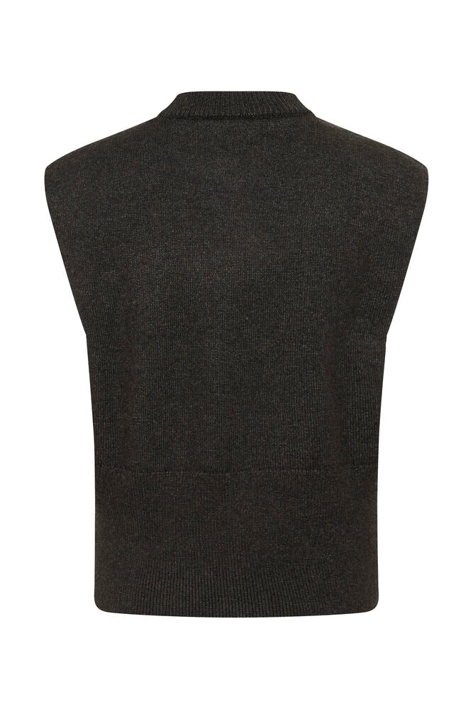 KAFFE KAbarbara Knit Vest Pullover Dark Grey Melange