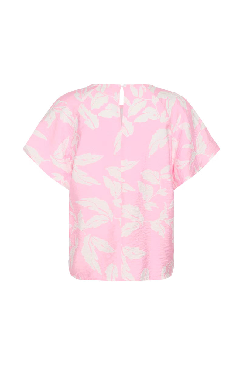 KAFFE KAmarlo Leaves Blouse Pink Frosting