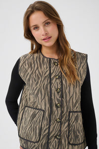 KAFFE KAkayla Waistcoat Taupe/Black Animal