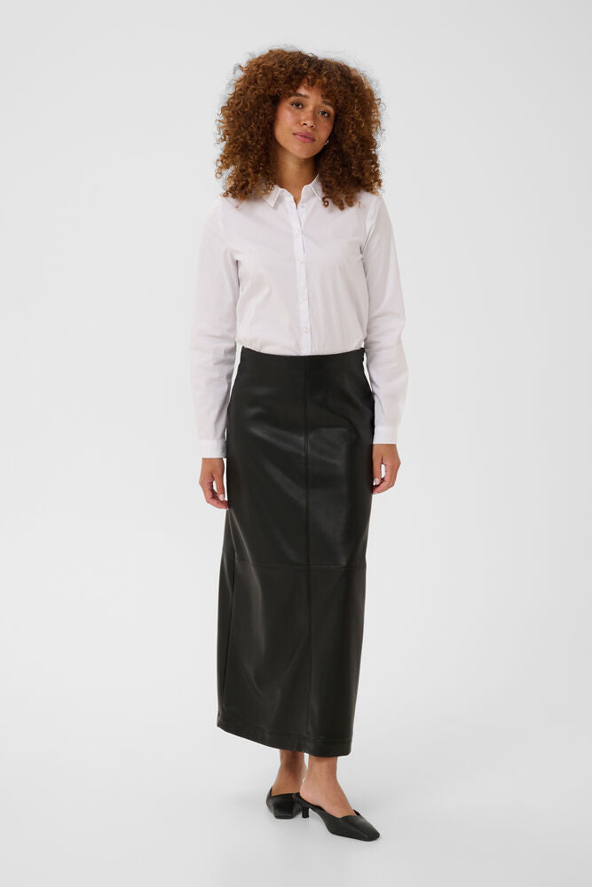 KAFFE KAarense Faux Leather Skirt Black