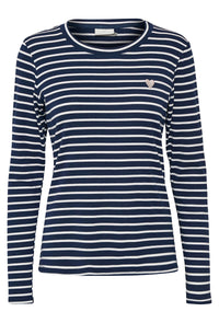 KAFFE Liddy T-Shirt Midnight Marine/Chalk