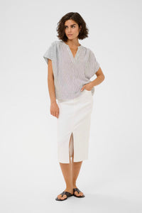 KAFFE KAmilia Wing SL Blouse Black/Chalk Stripe