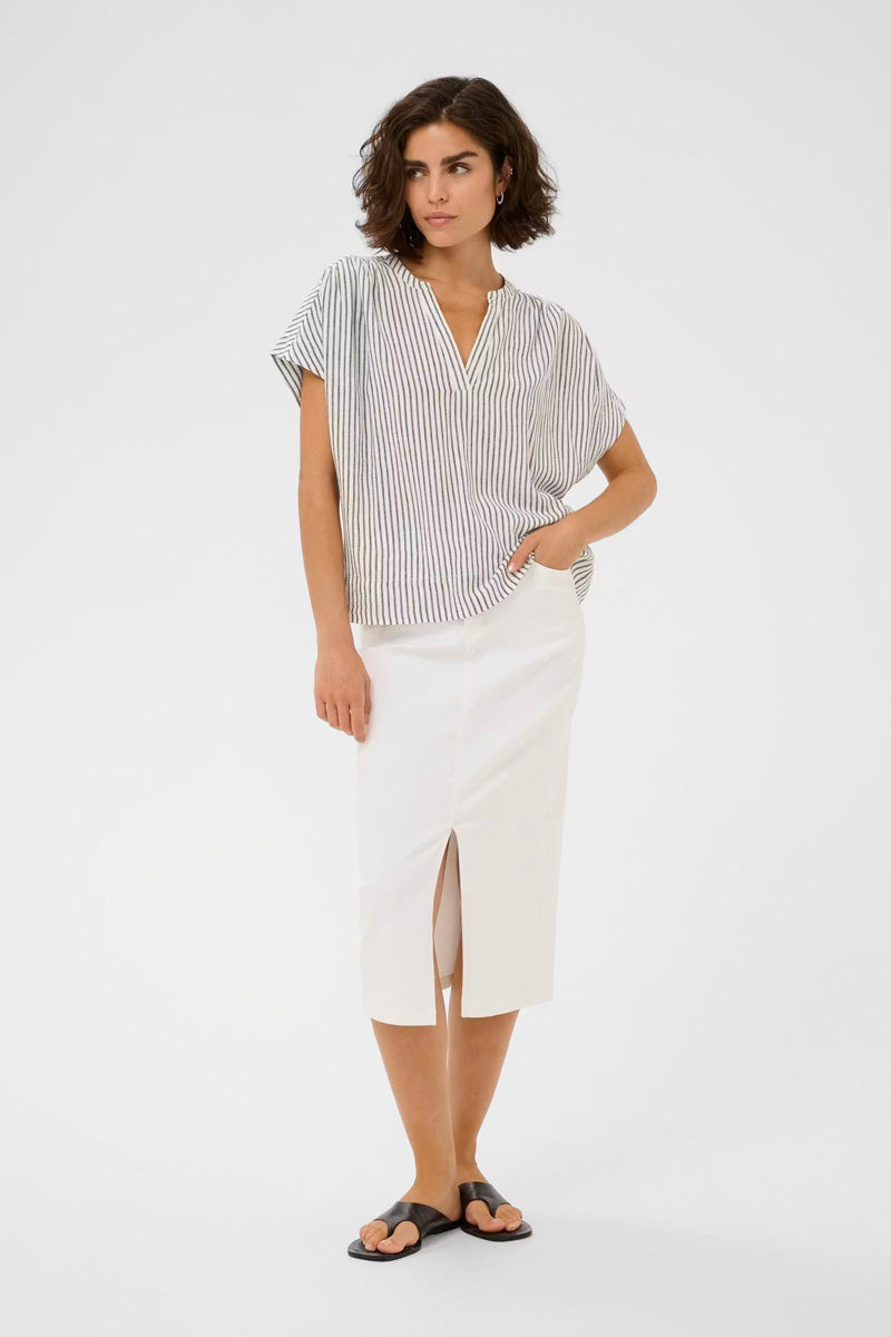 KAFFE KAmilia Wing SL Blouse Black/Chalk Stripe