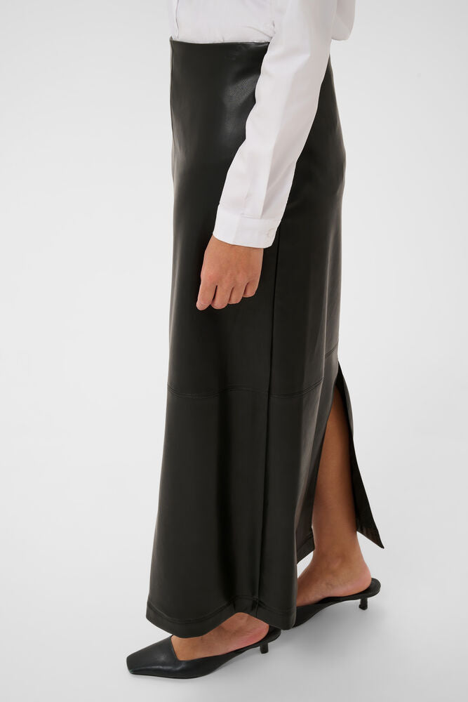 KAFFE KAarense Faux Leather Skirt Black