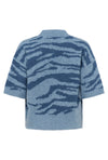 KAFFE KAsandra Animal Print Pullover-Windward Blue