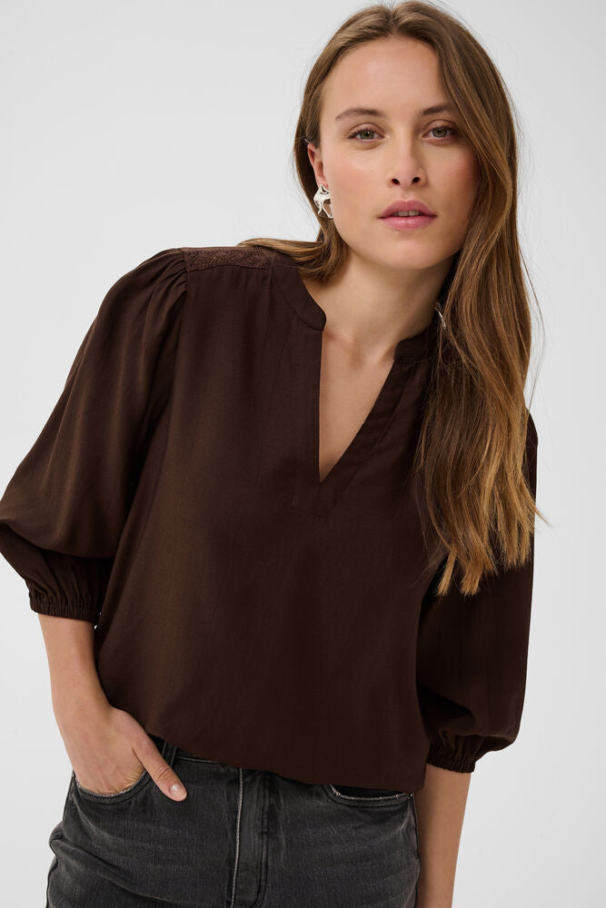 KAFFE KAalberta Blouse Coffee Bean
