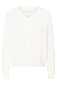 KAFFE KAniel V Neck Pullover Chalk White