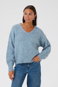 KAFFE KAtrina V-Neck Pullover Bering Sea Melange