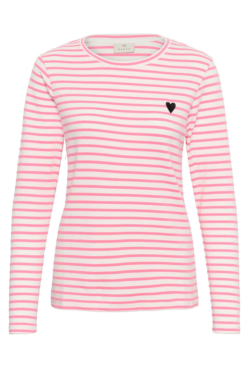 KAFFE Liddy T-Shirt Chalk/Pink Power