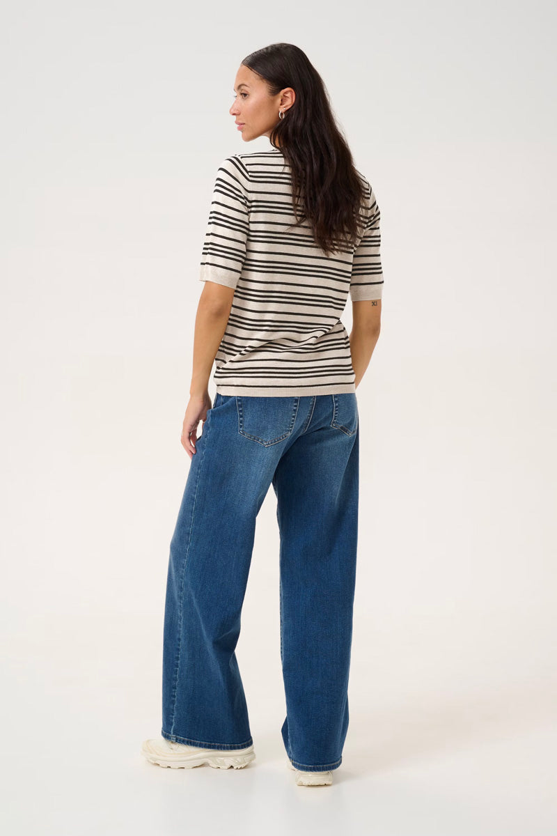 KAFFE KAlizza Striped Sweater Black/Feather Gray