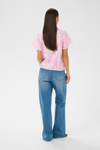 KAFFE KAmarlo Leaves Blouse Pink Frosting