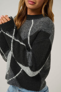 KAFFE KAgrith Pulllover Grey/Black Argyle