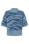 KAFFE KAsandra Animal Print Pullover-Windward Blue