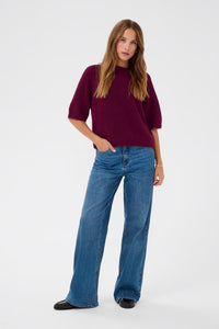 KAFFE KAemillie Crop Pullover Windsor Wine