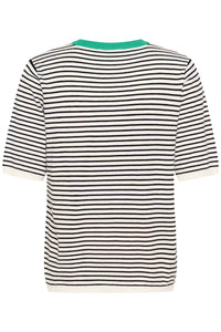 KAFFE KAlizza Narrow Striped Pullover-Chalk/Black Fine Stripe