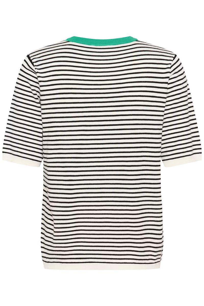 KAFFE KAlizza Narrow Striped Pullover-Chalk/Black Fine Stripe