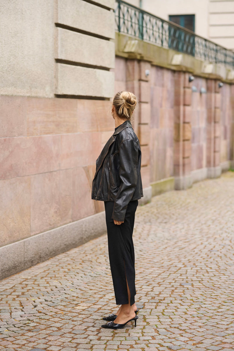 KAFFE KAjane Black Wash Leather Jacket