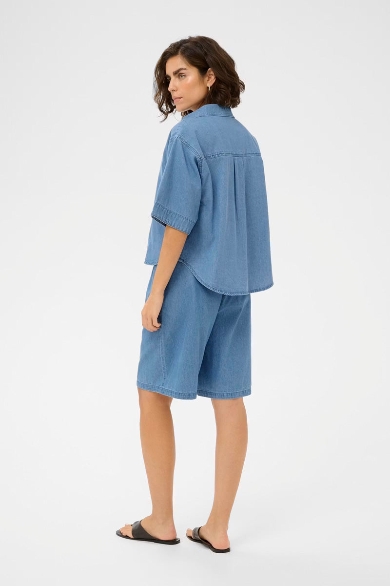 KAFFE KAjade Bermuda Shorts Mid Blue Chambray