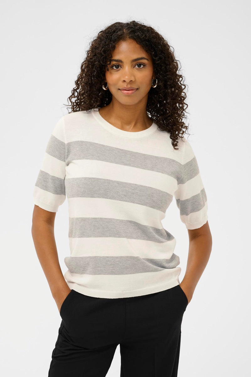 KAFFE KAlizza Pullover Striped Chalk/Grey Melange