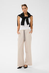 KAFFE KAserena Pinstripe Trousers Beige Melange/Black
