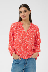 KAFFE KAtine Amber Blouse-Poppy Red/Chalk
