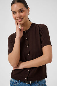 KAFFE KAlizza Contrast Cardigan Coffee Bean