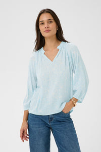 KAFFE KAtine Amber Blouse-Nantucket Breeze/Chalk