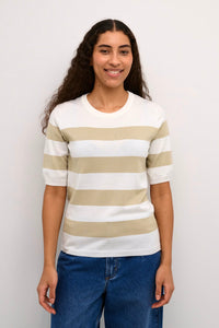 KAFFE KAlizza Striped Knit Feather Grey/Chalk