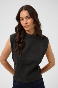 KAFFE KAbarbara Knit Vest Pullover Dark Grey Melange