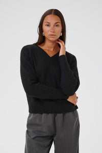 KAFFE KAniel V Neck Pullover Black