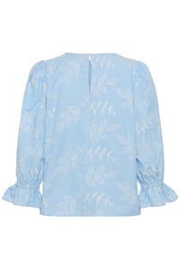KAFFE KAmarlee Blouse White/Blue Embroidery
