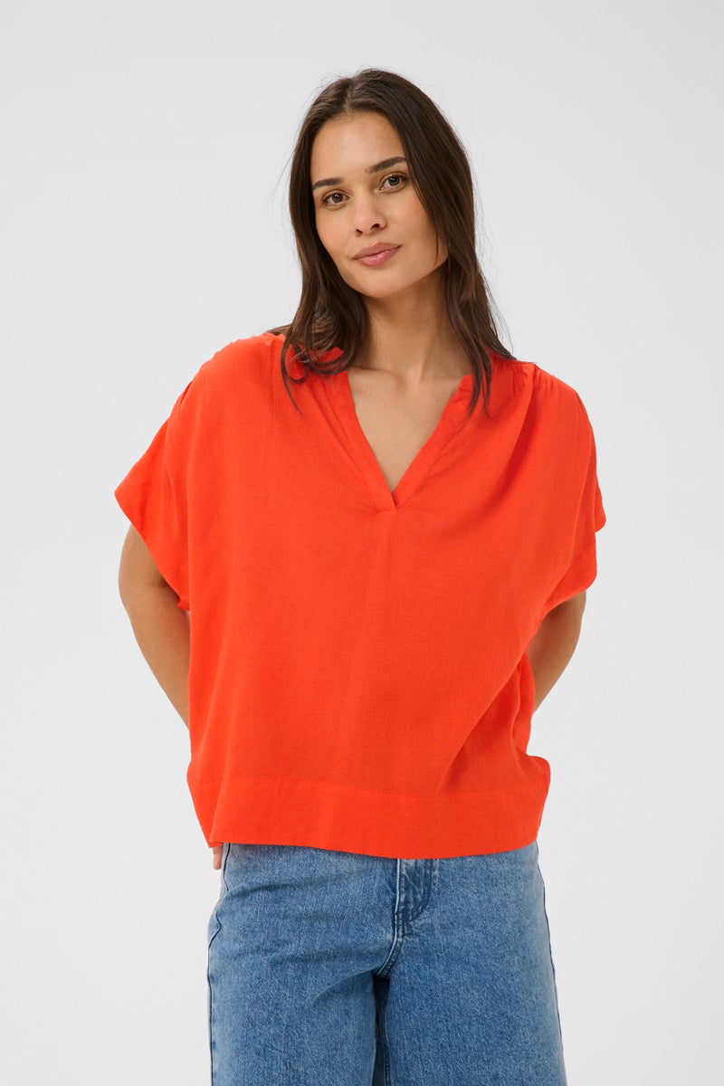 KAFFE KAmilia Wing SL Blouse Poppy Red