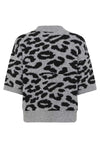 KAFFE KAsandra Leopard Print Pullover-Light Grey/Black