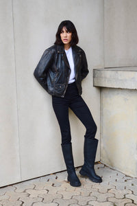 KAFFE KAjane Black Wash Leather Jacket
