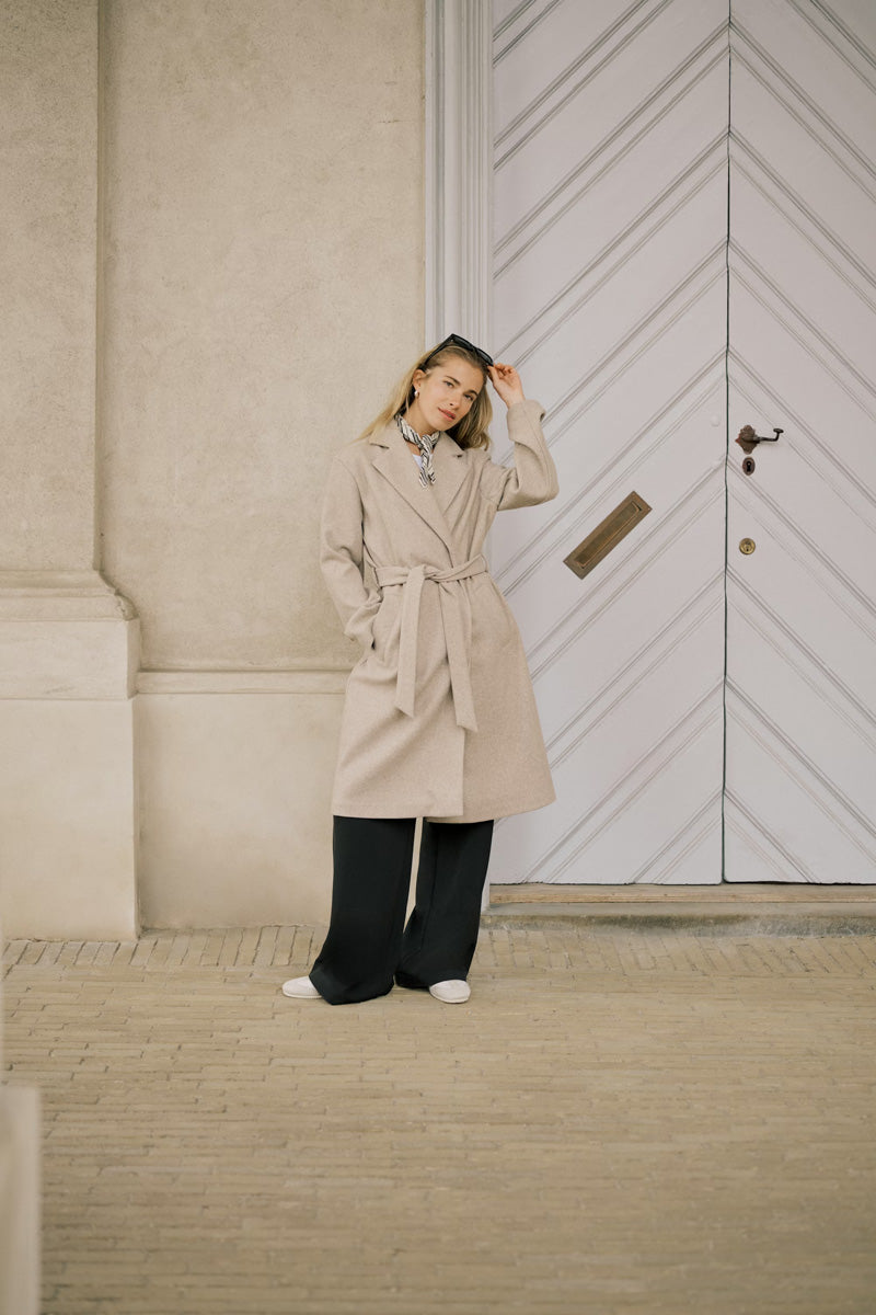 KAFFE KAsaturn Coat-Beige Smoke Melange