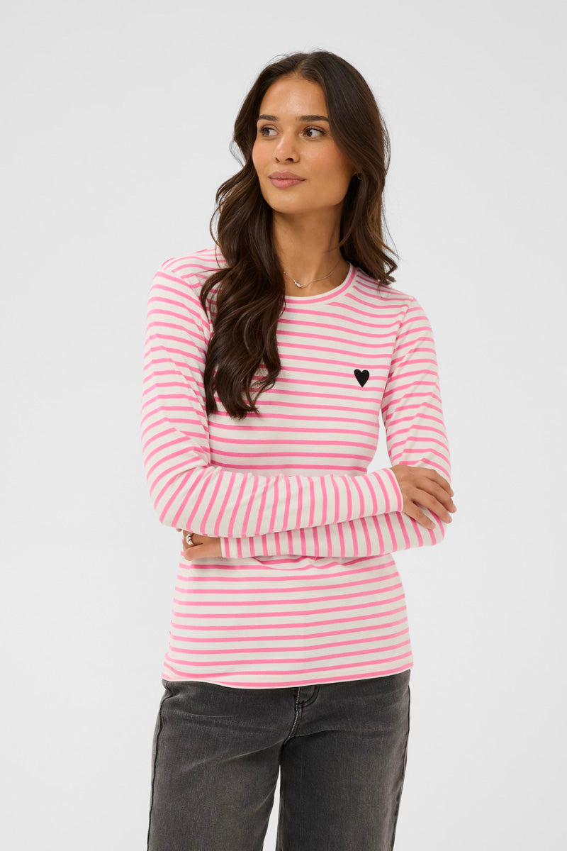 KAFFE Liddy T-Shirt Chalk/Pink Power