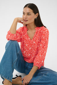 KAFFE KAtine Amber Blouse-Poppy Red/Chalk
