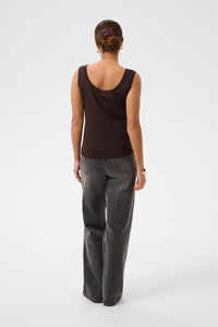 KAFFE KAlizza Contrast Knit Top Coffee Bean