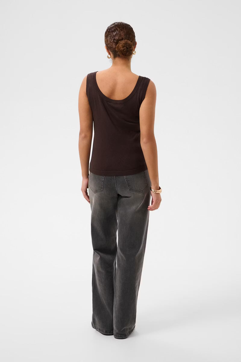 KAFFE KAlizza Contrast Knit Top Coffee Bean