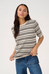 KAFFE KAlizza Striped Sweater Black/Feather Gray
