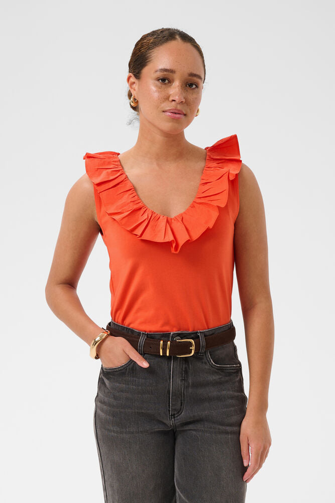 KAFFE KAdidde Flounce Top Tigerlily