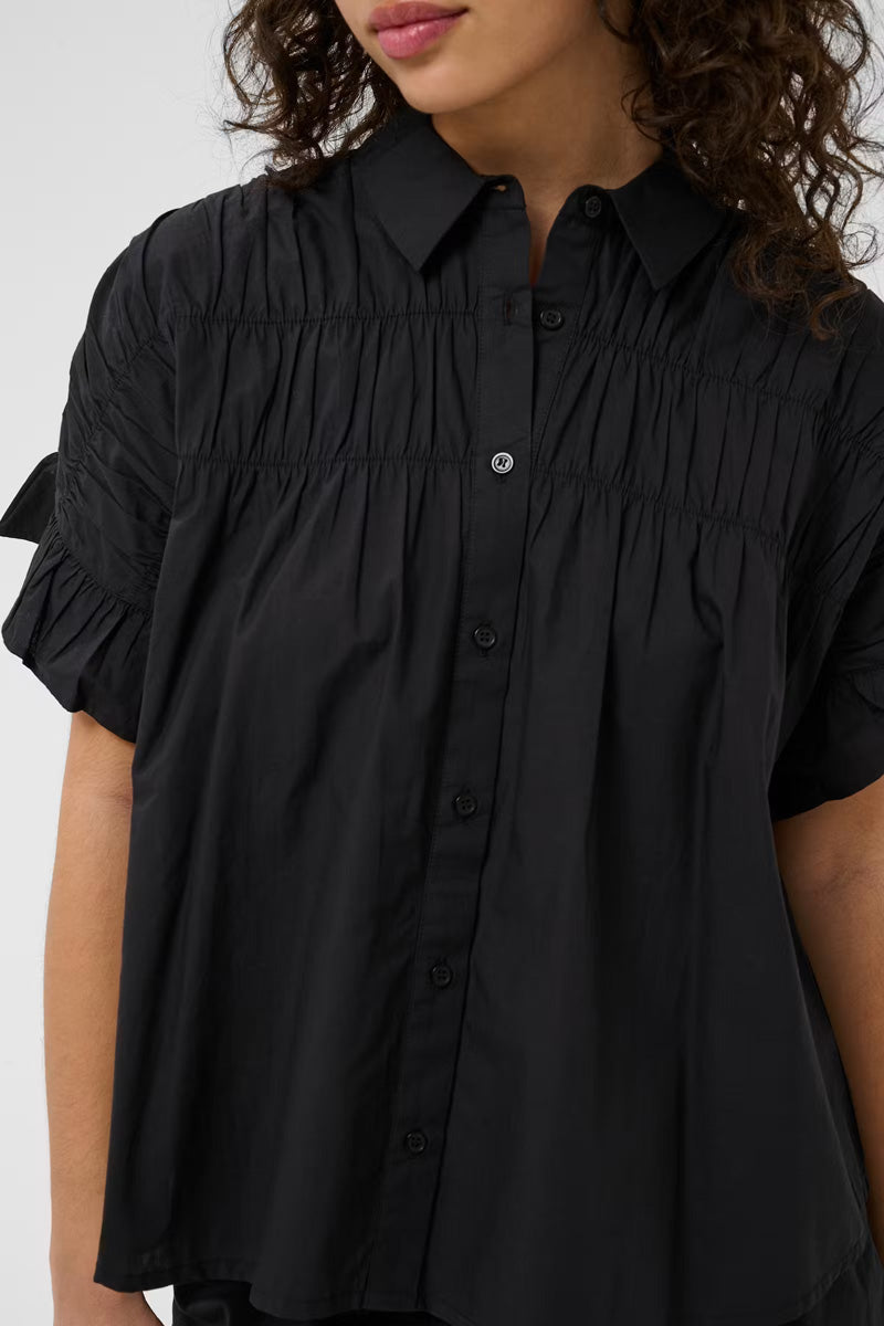 KAFFE KAverdina Flounce Shirt-Black Deep