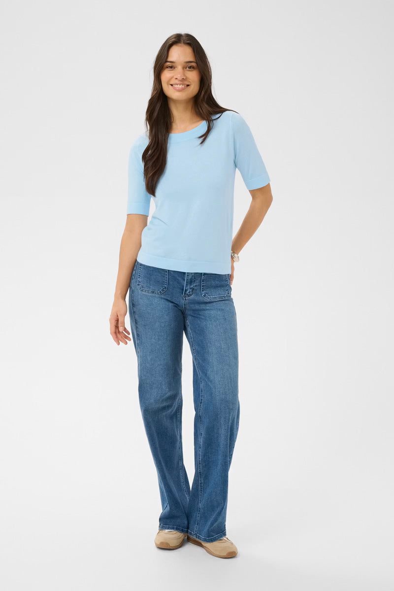 KAFFE KAlizza Boatneck Pullover-Nantucket Breeze