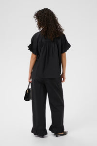 KAFFE KAverdina Flounce Shirt-Black Deep