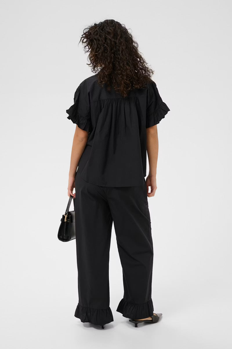 KAFFE KAverdina Flounce Shirt-Black Deep