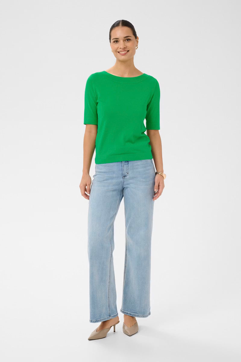 KAFFE KAlizza Boatneck Pullover-Bright Green