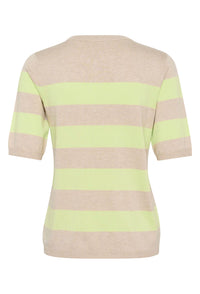 KAFFE KAlizza Striped Sweater Lettuce/Feather Gray