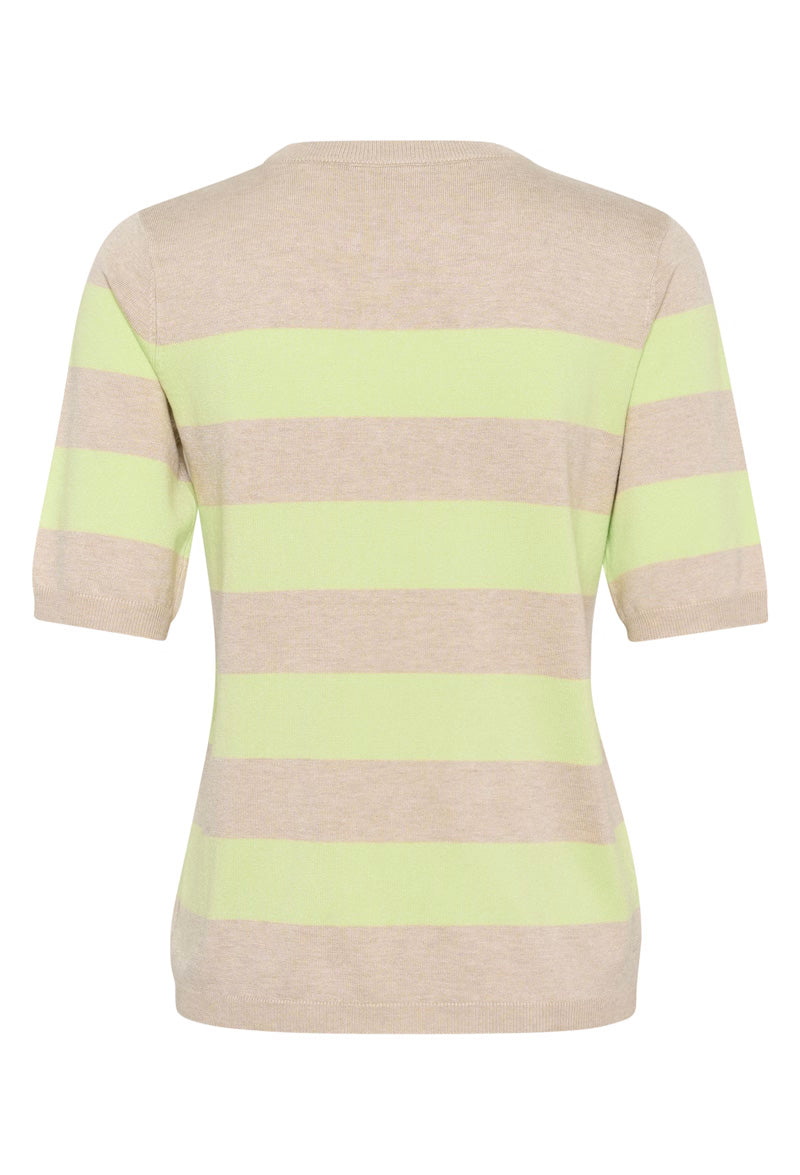 KAFFE KAlizza Striped Sweater Lettuce/Feather Gray