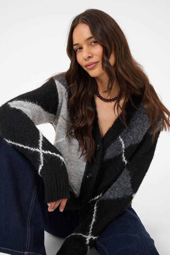 KAFFE KAgrith Cardigan Grey/Black Argyle