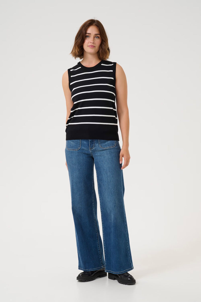 KAFFE KAlizza Striped Slipover Black/Chalk